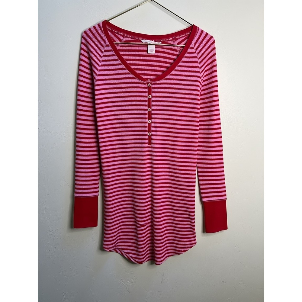 Victoria's Secret Pink and Red Striped Henley pajamas